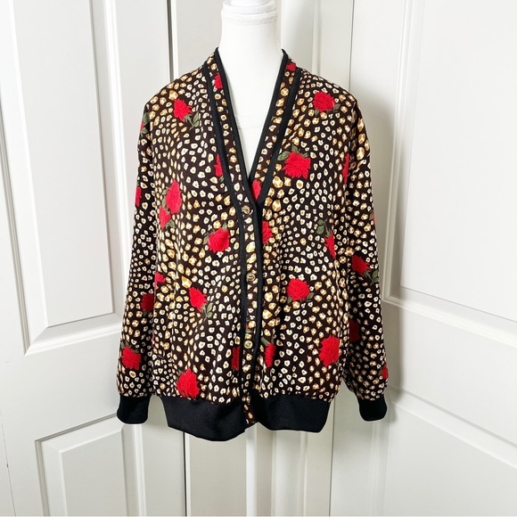 Vintage Reversible 2-in-1 Floral & Animal Print Bomber Jacket - Large - Picture 13 of 15